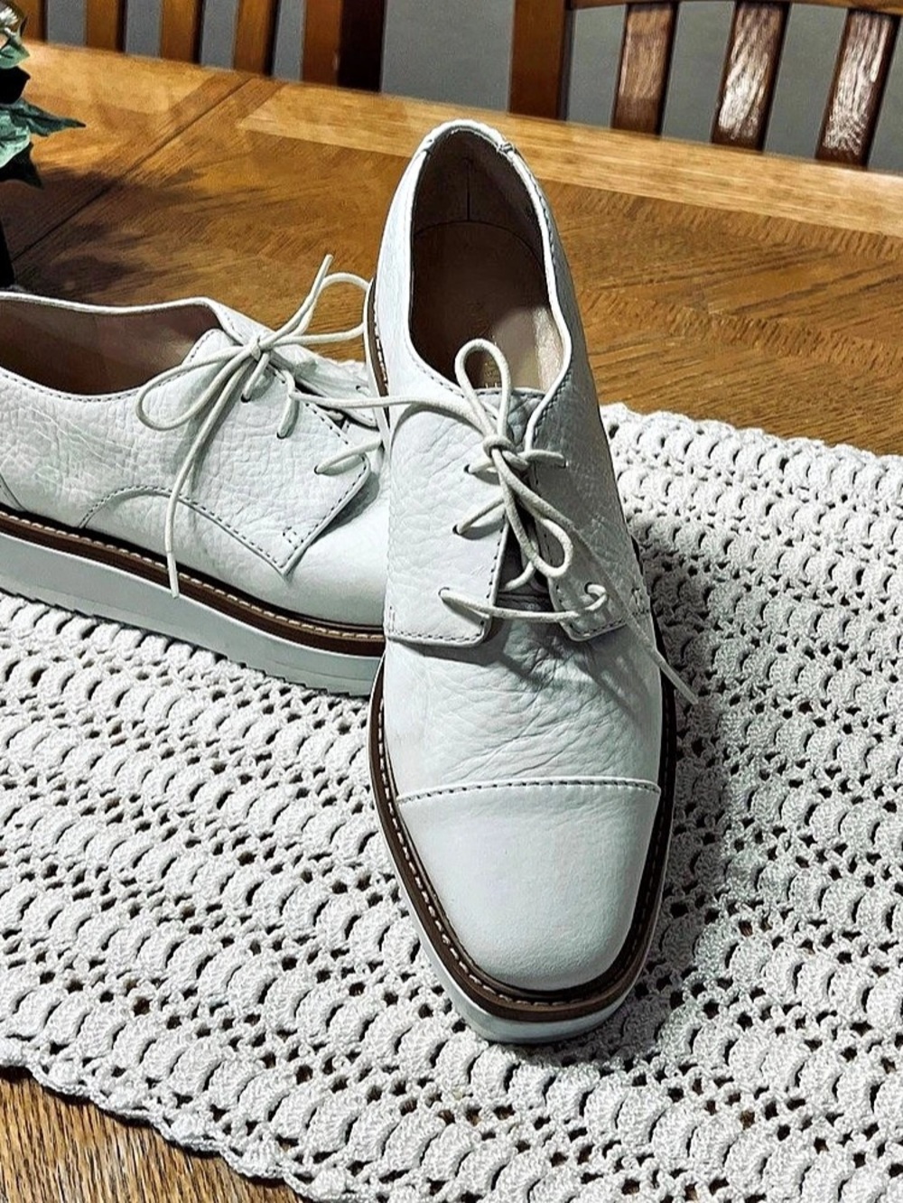 Nine West NVVADA Platform Oxford Off White Leather US 6.5M
